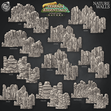 3D Printed Cast n Play Terrain Essentials Nature - Nature Wall  28mm 32mm D&D (Online Only)
