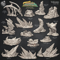 3D Printed Cast n Play Terrain Essentials Nature Volcano Terrain - Volcano Core Set 28mm 32mm D&D (Online Only)