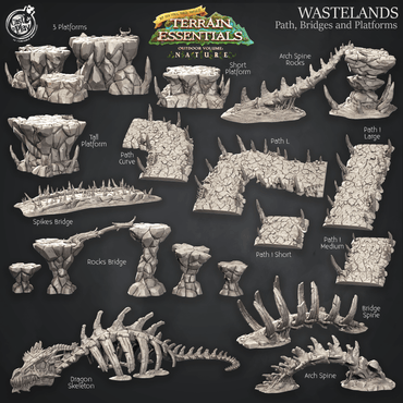 3D Printed Cast n Play Terrain Essentials Nature Wastelands Terrain - Path, Bridges and Platforms  Set 28mm 32mm D&D (Online Only)