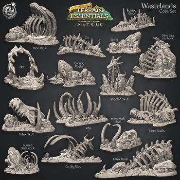 3D Printed Cast n Play Terrain Essentials Nature Wastelands Terrain - Wastelands Core Set 28mm 32mm D&D (Online Only)