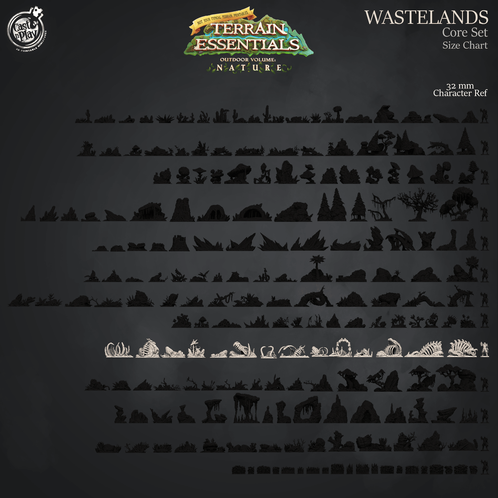 3D Printed Cast n Play Terrain Essentials Nature Wastelands Terrain - Wastelands Core Set 28mm 32mm D&D (Online Only)