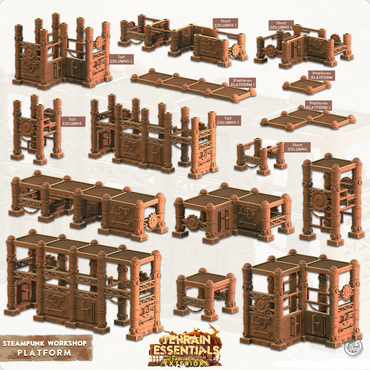 3D Printed Cast n Play Terrain Essentials - Steampunk Workshop Platforms 28mm 32mm (Online Only)
