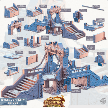 3D Printed Cast n Play Terrain Essentials Vol III Exteriors Dwarven City Set Bridge 28mm 32mm D&D (Online Only)