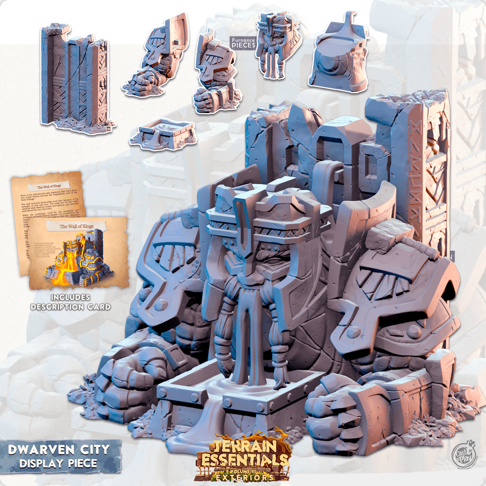 3D Printed Cast n Play Terrain Essentials Vol III Exteriors Dwarven City Set Furnance 28mm 32mm D&D (Online Only)