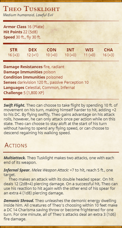 3D Printed Cast n Play Theo Tusklight Depths of Hell 28mm 32mm D&D (Online Only)