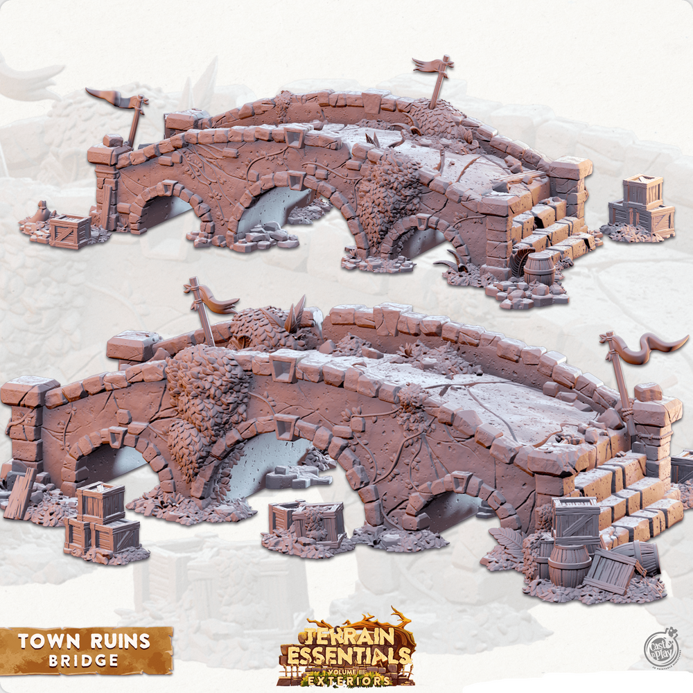 3D Printed Cast n Play Town - Bridge Town Ruins Set 28mm 32mm D&D (Online Only)