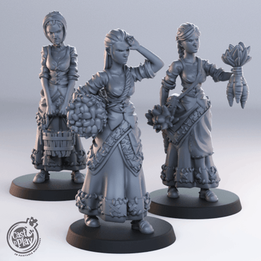 3D Printed Cast n Play Town Girl Townsfolk 28mm 32mm D&D (Online Only)