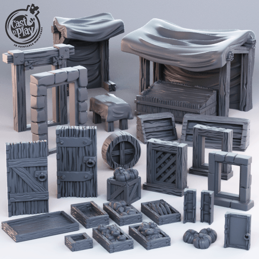 3D Printed Cast n Play Town Modular Props Townsfolk 28mm 32mm D&D (Online Only)