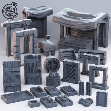 3D Printed Cast n Play Town Modular Props Townsfolk 28mm 32mm D&D (Online Only)