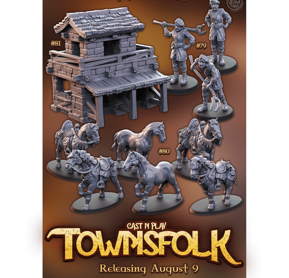 3D Printed Cast n Play Townsfolk First Release 28mm 32mm D&D (Online Only)