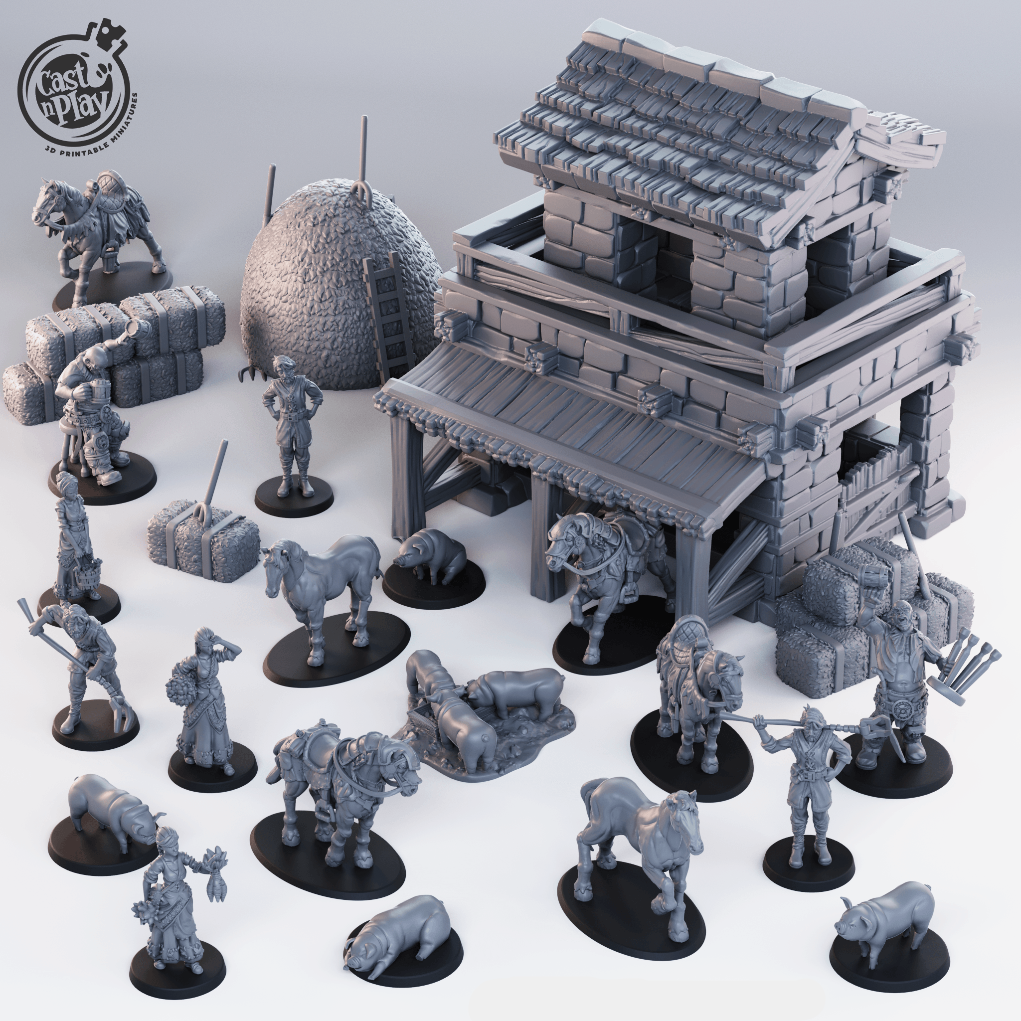 3D Printed Cast n Play Townsfolk Second Release 28mm 32mm D&D (Online Only)
