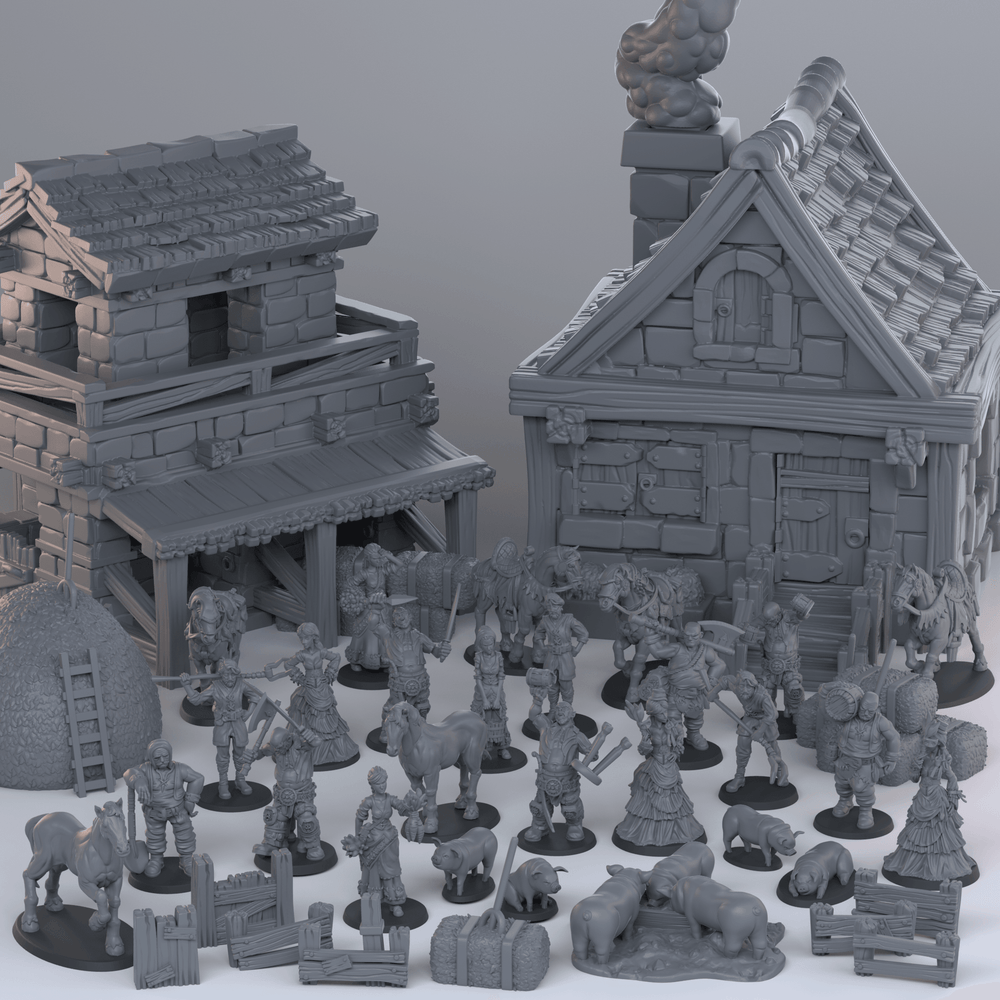 3D Printed Cast n Play Townsfolk Third Release 28mm 32mm D&D (Online Only)