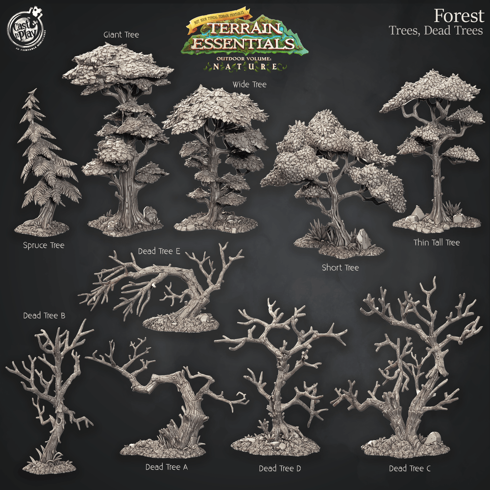 3D Printed Cast n Play Trees and Dead Trees Terrain Set Terrain Essentials Nature 28mm 32mm D&D (Online Only)