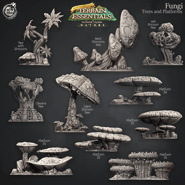 3D Printed Cast n Play Trees And Fungi Platforms Fungi Terrain Set Terrain Essentials Nature 28mm 32mm D&D (Online Only)