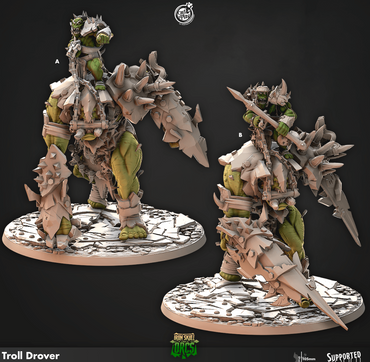 3D Printed Cast n Play Troll Drover Iron Skull Orcs 28mm 32mm D&D (Online Only)