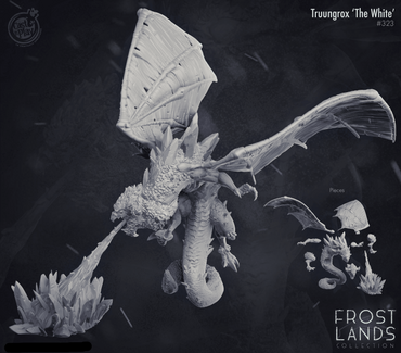 3D Printed Cast n Play Truungrox The White Dragon Frost Land 28mm 32mm D&D (Online Only)