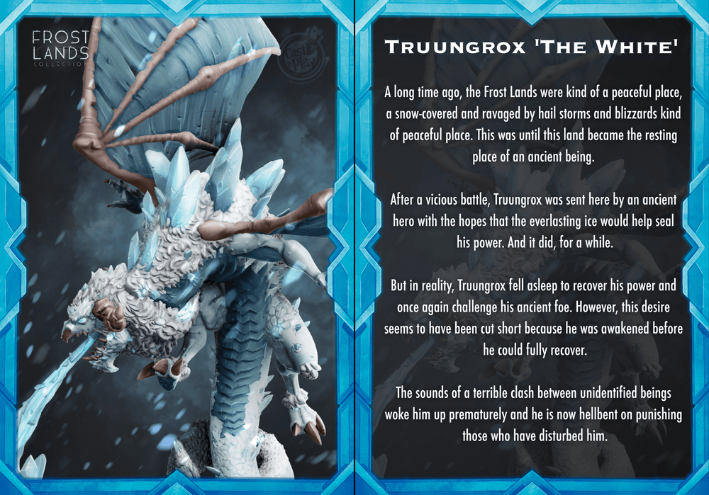 3D Printed Cast n Play Truungrox The White Dragon Frost Land 28mm 32mm D&D (Online Only)