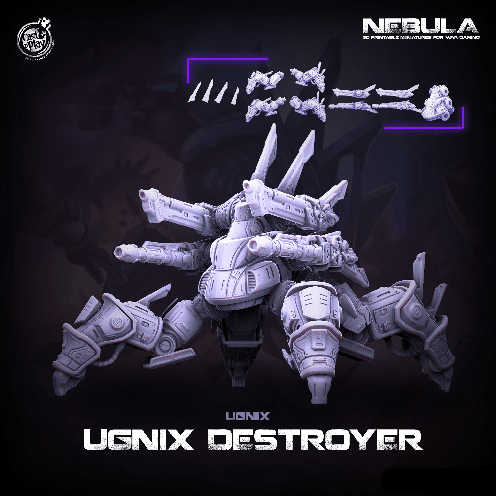 3D Printed Cast n Play Ugnix Destroyer Nebula Origins 28mm 32mm D&D (Online Only)