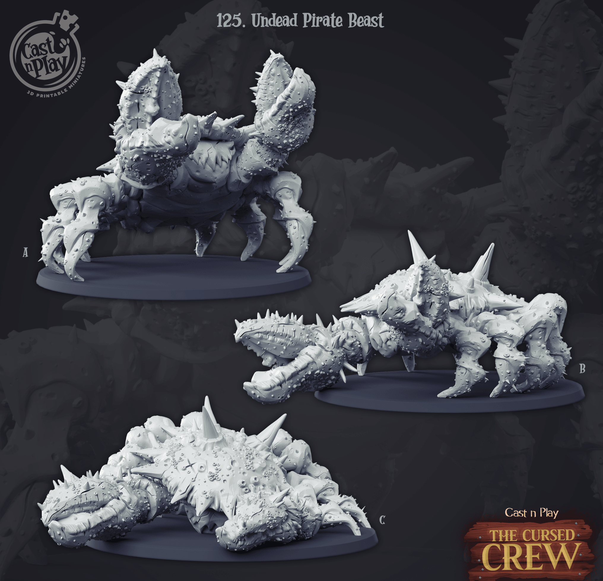 3D Printed Cast n Play Undead Pirate Beast 28mm 32mm D&D (Online Only)
