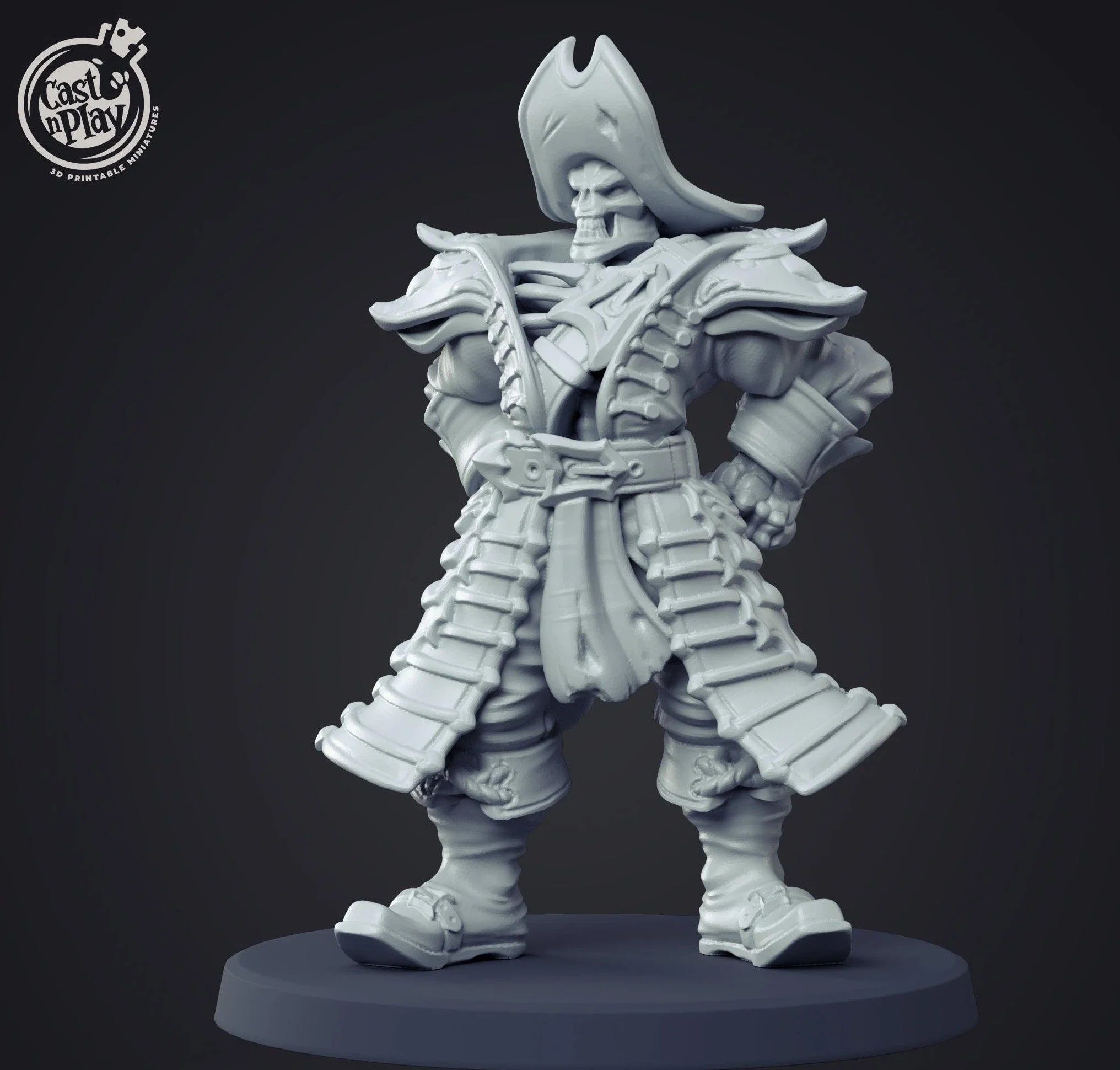 3D Printed Cast n Play Undead Pirate Captain 28mm 32mm D&D (Online Only)