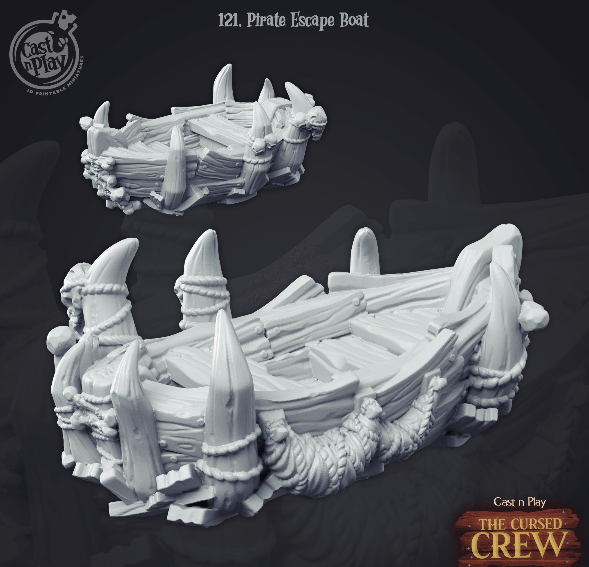 3D Printed Cast n Play Undead Pirate Escape Boat 28mm 32mm D&D (Online Only)