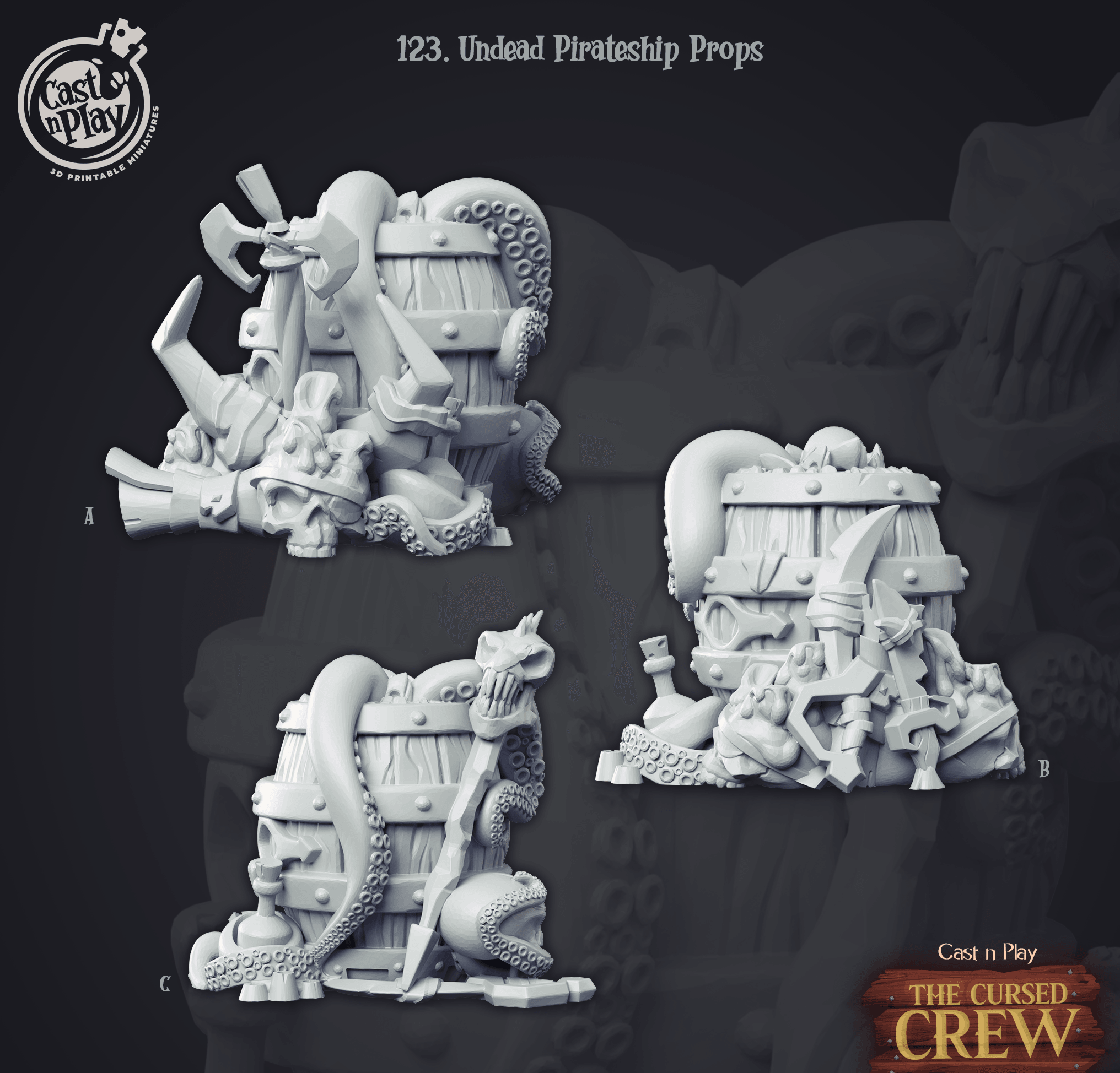 3D Printed Cast n Play Undead Pirate Ship Prop Barrels 28mm 32mm D&D (Online Only)