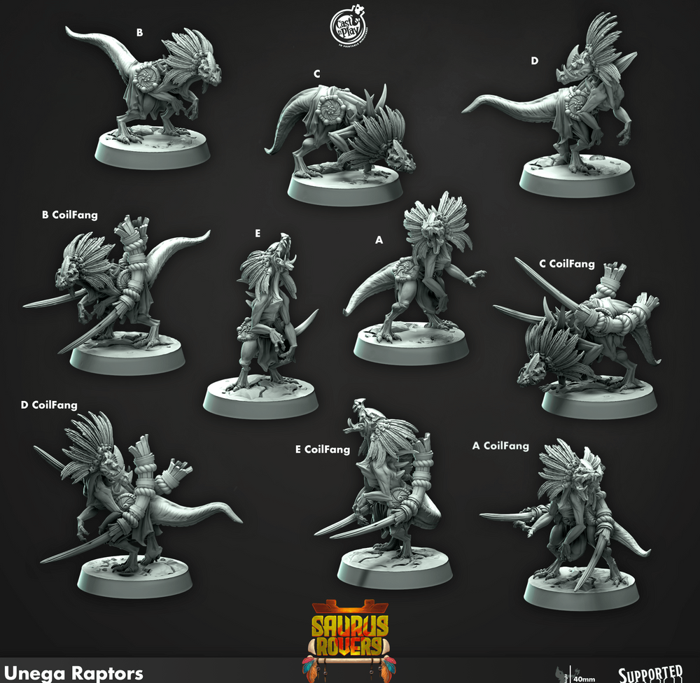 3D Printed Cast n Play Unega Raptors Saurus Rovers Set 28mm 32mm D&D (Online Only)