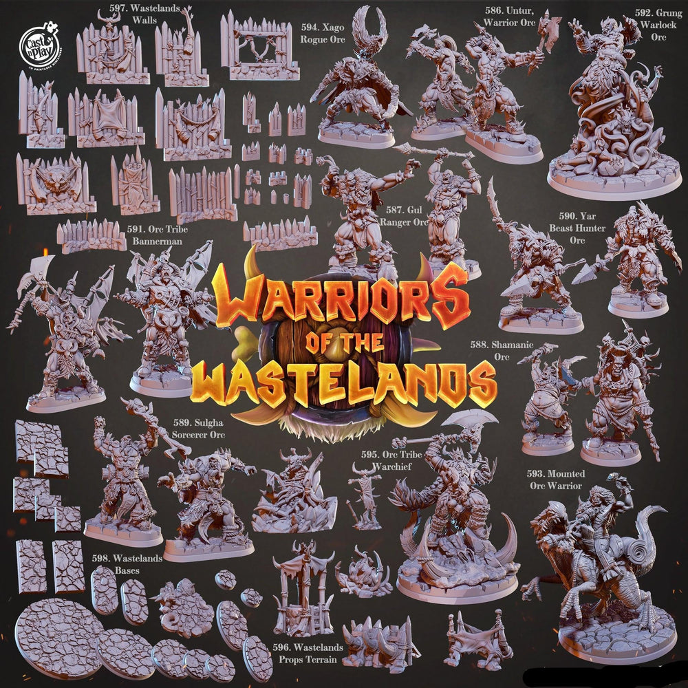 3D Printed Cast n Play Untur Orc Warrior Warriors of the Wastelands 28mm 32mm D&D (Online Only)