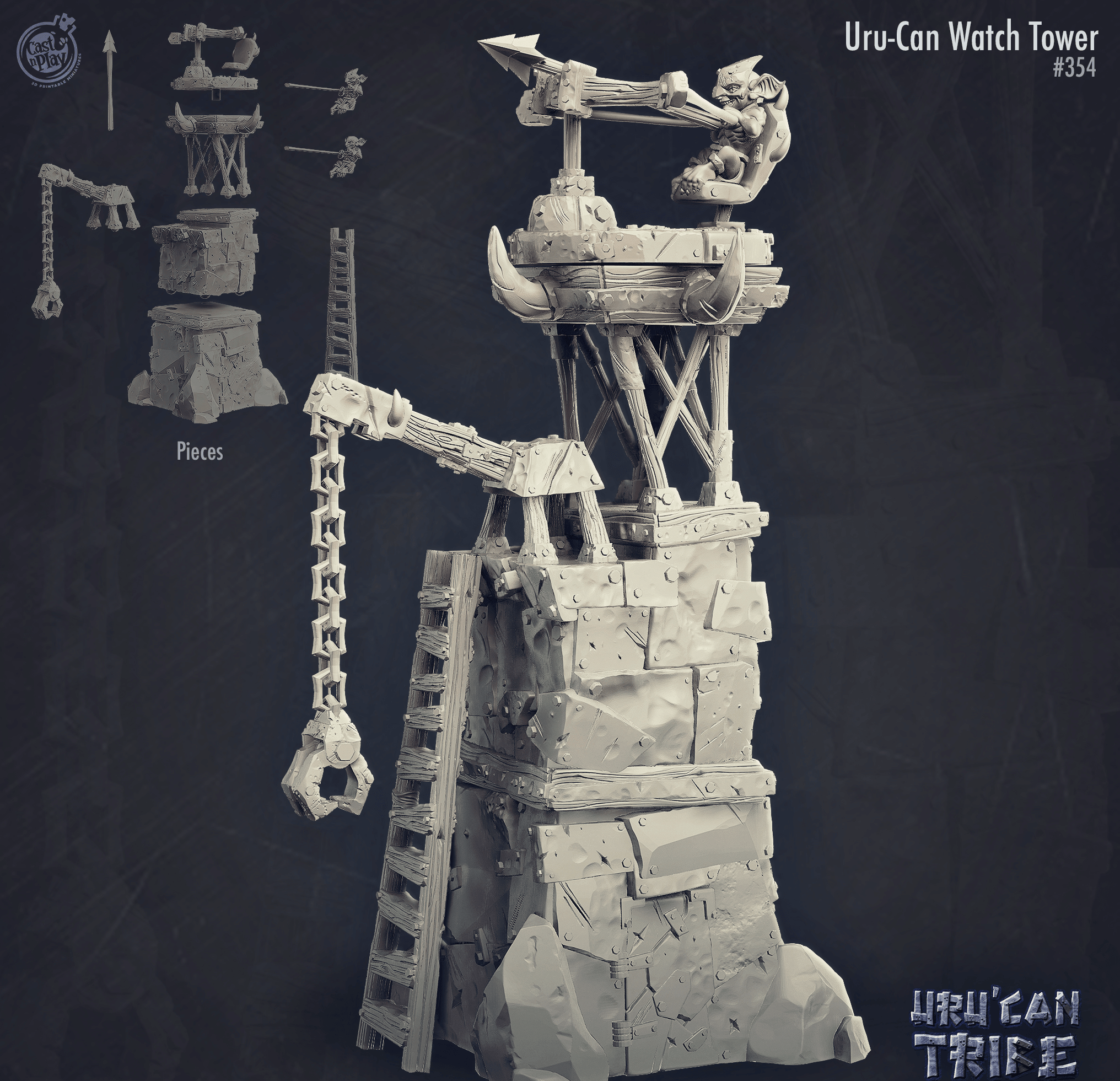3D Printed Cast n Play Uru-Can Watchtower UruCan Tribe 28mm 32mm D&D (Online Only)