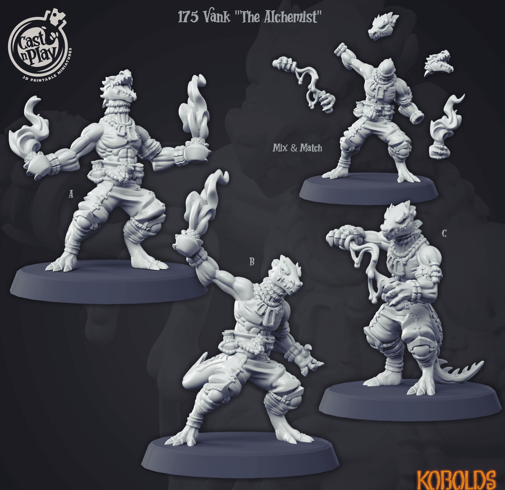 3D Printed Cast n Play Vank The Alchemist Kobold Collection 28 32mm D&D (Online Only)