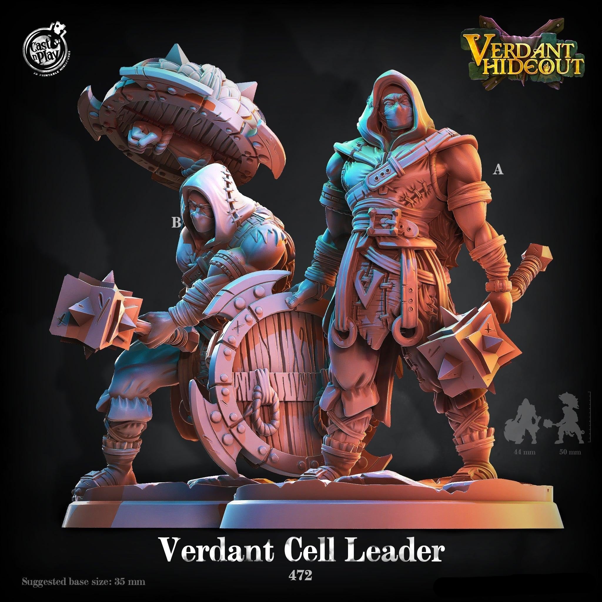 3D Printed Cast n Play Verdant Cell Leader Bandit Captain 28mm 32mm D&D (Online Only)