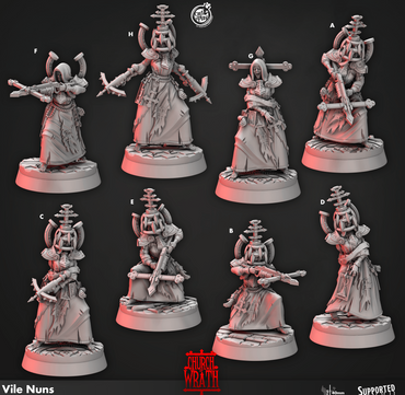 3D Printed Cast n Play Vile Nuns Church of Wrath 28mm 32mm D&D (Online Only)