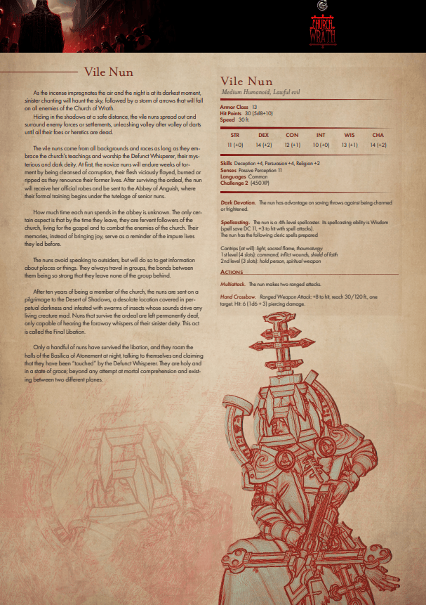 3D Printed Cast n Play Vile Nuns Church of Wrath 28mm 32mm D&D (Online Only)