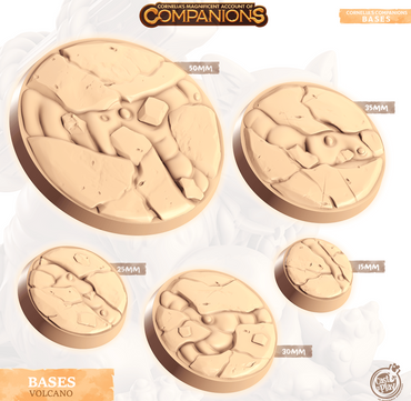3D Printed Cast n Play Volcano Bases Companion's Bases - Master Pack Companions 28mm 32mm D&D (Online Only)