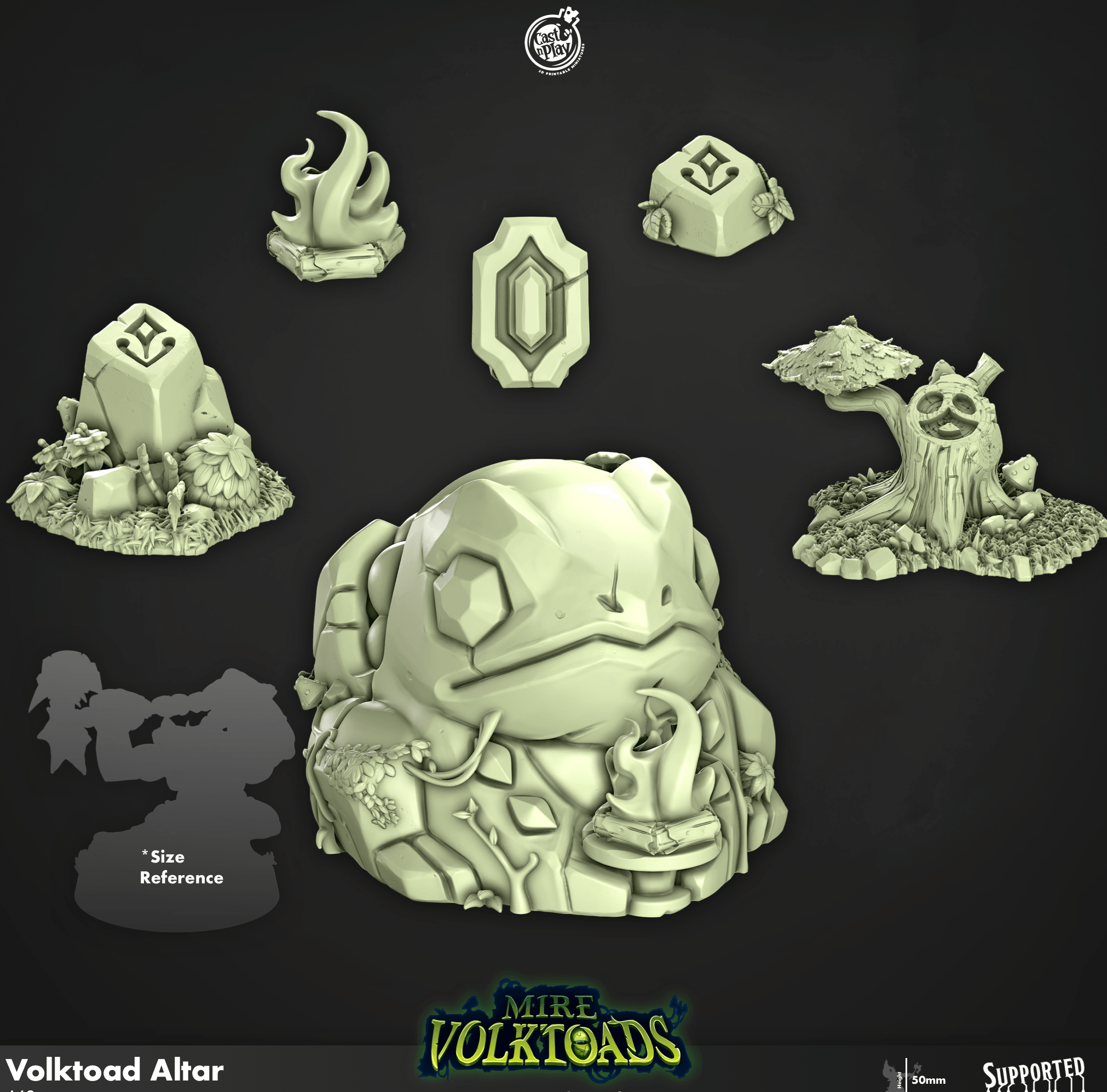 3D Printed Cast n Play Volktoad Altar Mire Volktoads Set 28mm 32mm D&D (Online Only)
