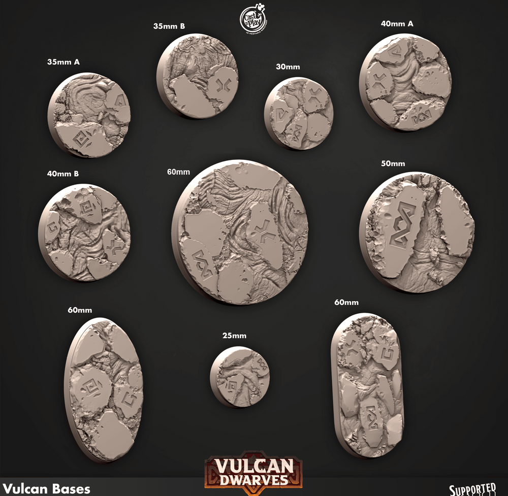 3D Printed Cast n Play Vulcan Bases Vulcan Dwarves Set 28mm 32mm D&D (Online Only)