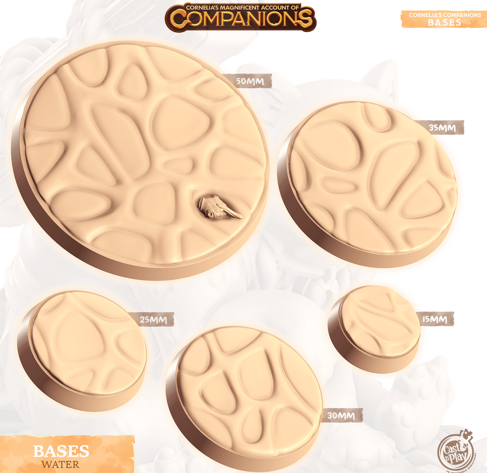 3D Printed Cast n Play Water Bases Companion's Bases - Master Pack Companions 28mm 32mm D&D (Online Only)