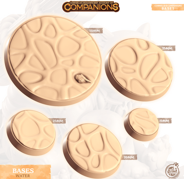 3D Printed Cast n Play Water Bases Companion's Bases - Master Pack Companions 28mm 32mm D&D (Online Only)