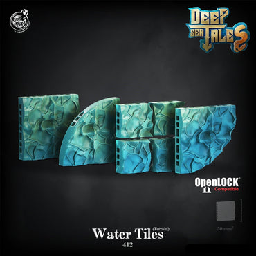 3D Printed Cast n Play Water Tiles Deep Sea Tales 28mm 32mm D&D (Online Only)