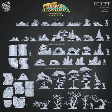 3D Printed Cast n Play Waterfall and River Tiles Forest Terrain Set Terrain Essentials Nature 28mm 32mm D&D (Online Only)