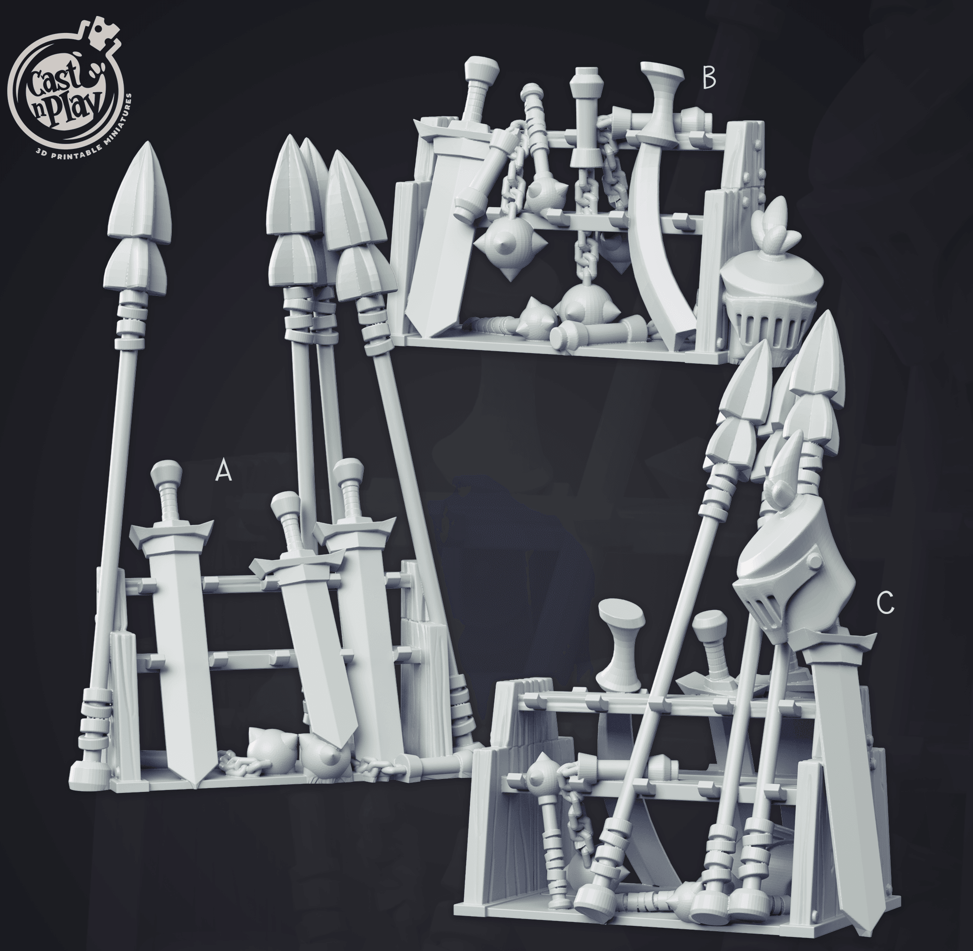 3D Printed Cast n Play - Weapon Racks 28mm 32mm D&D (Online Only)