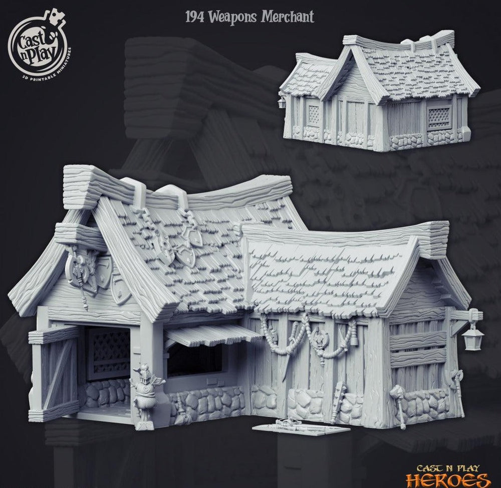 3D Printed Cast n Play Weapons Merchant Building Heroes Vol. 1 28mm 32mm D&D (Online Only)