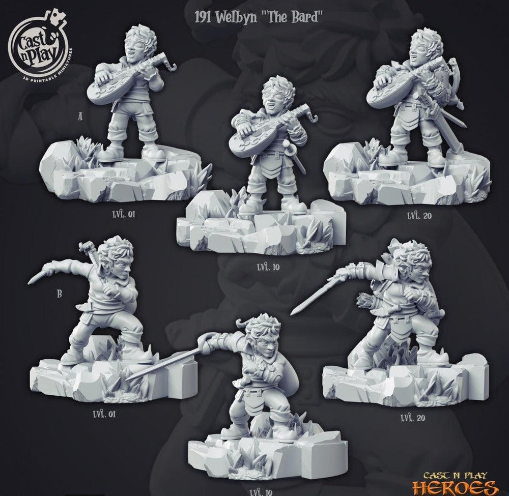 3D Printed Cast n Play Welbyn the Bard Heroes Vol. 1 28mm 32mm D&D (Online Only)