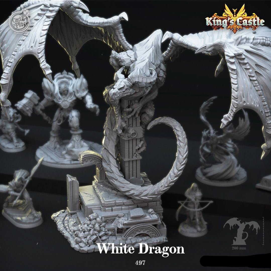 3D Printed Cast n Play White Dragon King's Castle 28 32mm D&D (Online Only)