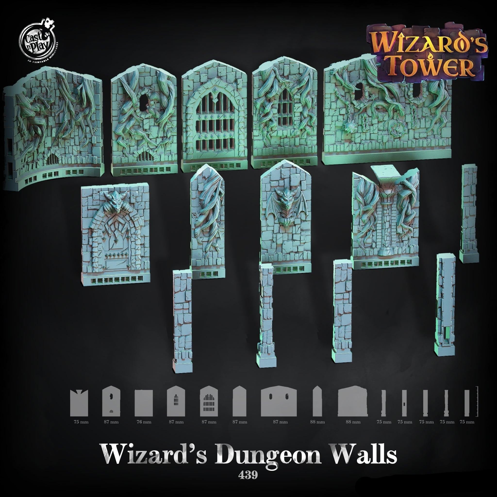 3D Printed Cast n Play Wizard's Dungeon Walls Wizards Tower 28mm 32mm D&D (Online Only)
