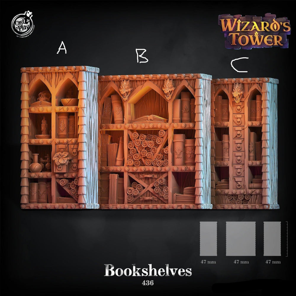 3D Printed Cast n Play Wizard's Tower - Bookshelves 28mm 32mm D&D (Online Only)