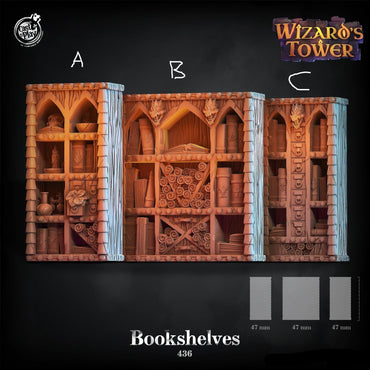 3D Printed Cast n Play Wizard's Tower - Bookshelves 28mm 32mm D&D (Online Only)