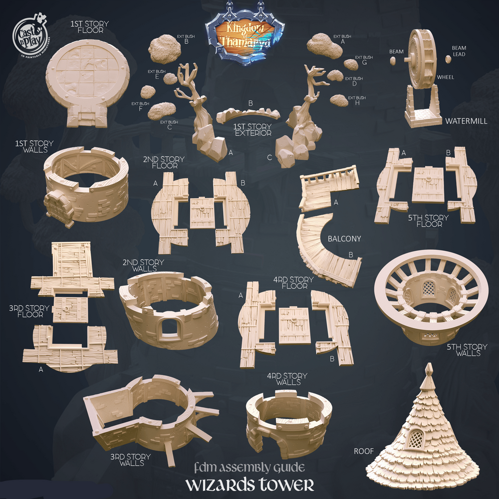 3D Printed Cast n Play Wizard's Tower Kingdom Of Thamarya 28mm 32mm D&D (Online Only)