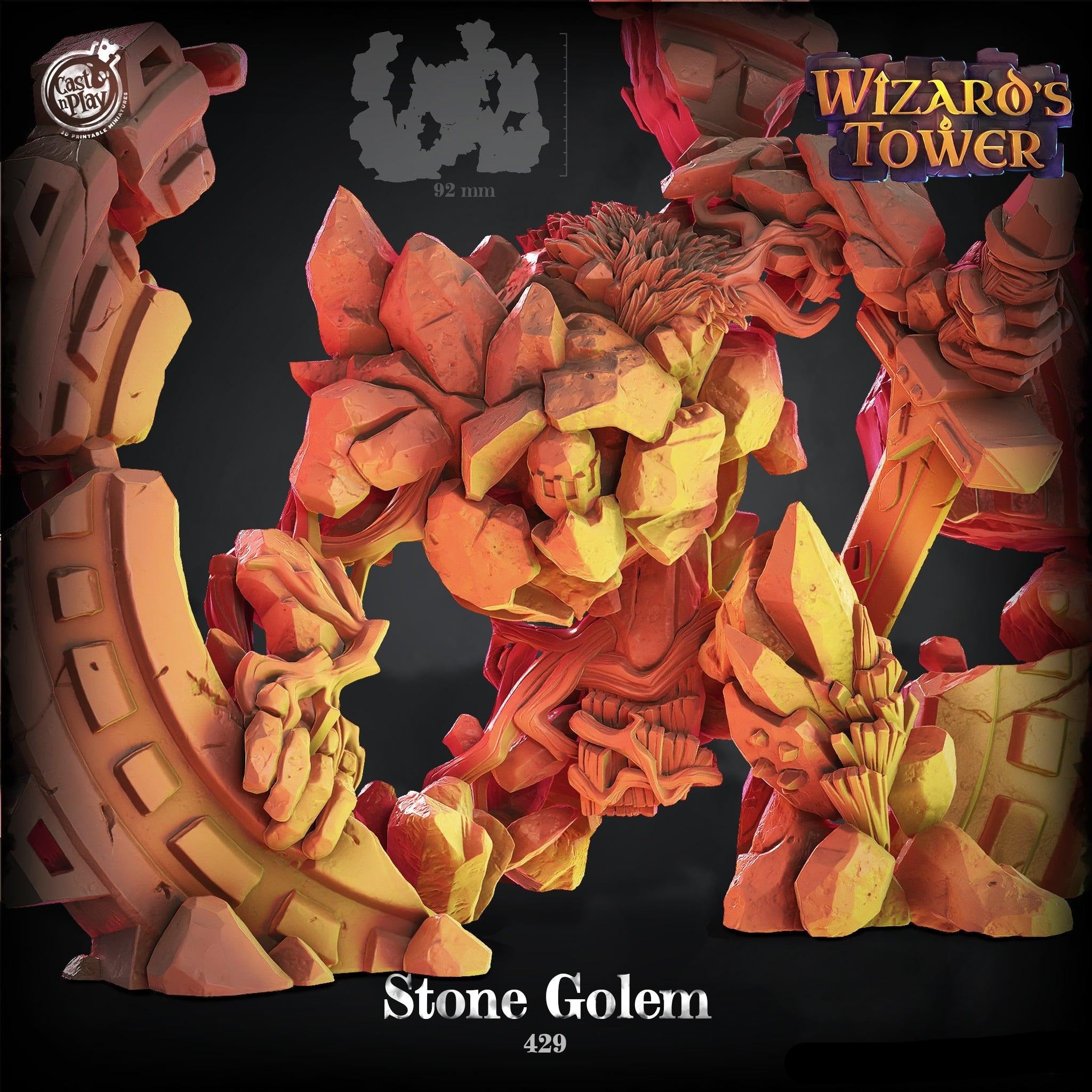 3D Printed Cast n Play Wizard's Tower - Stone Golem 28mm 32mm D&D (Online Only)