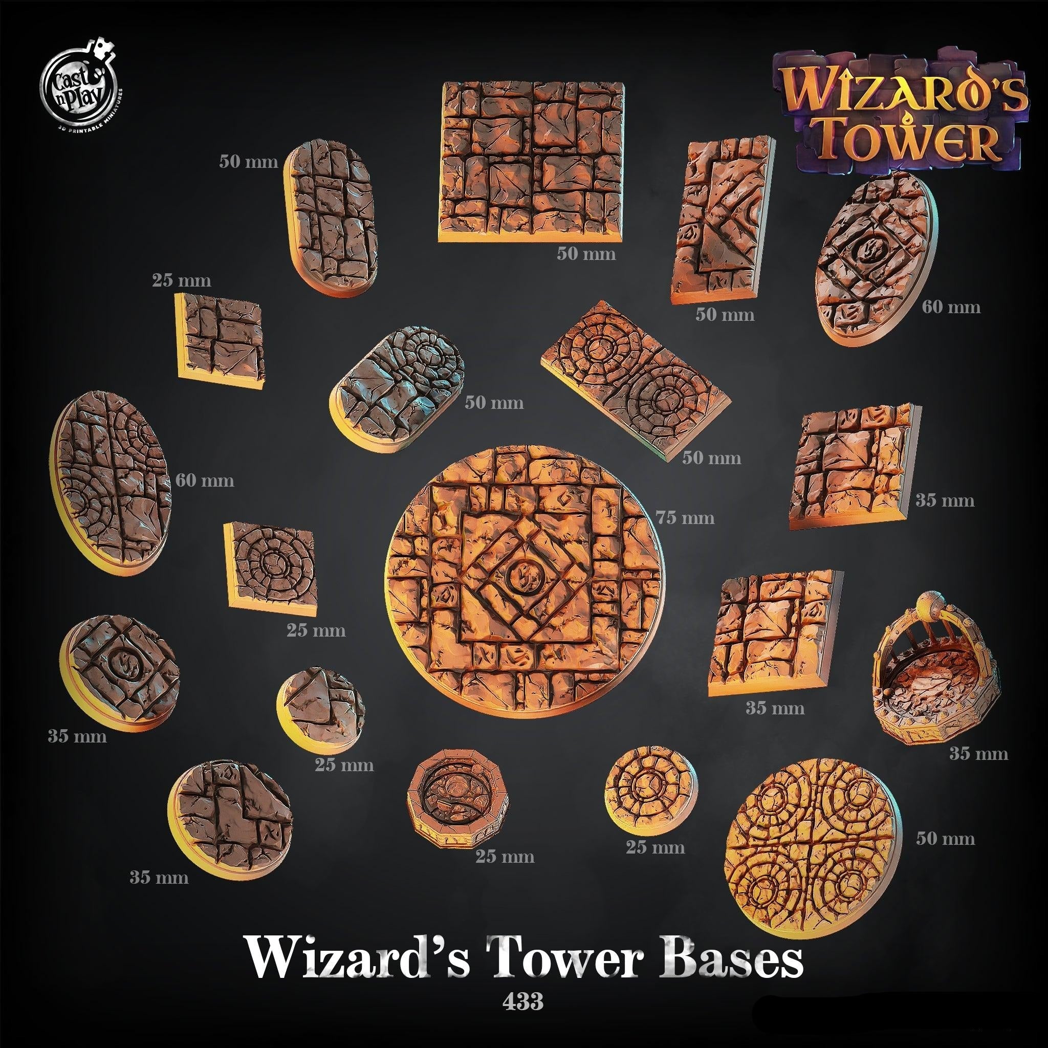 3D Printed Cast n Play Wizards Tower Bases Set 28mm 32mm D&D (Online Only)